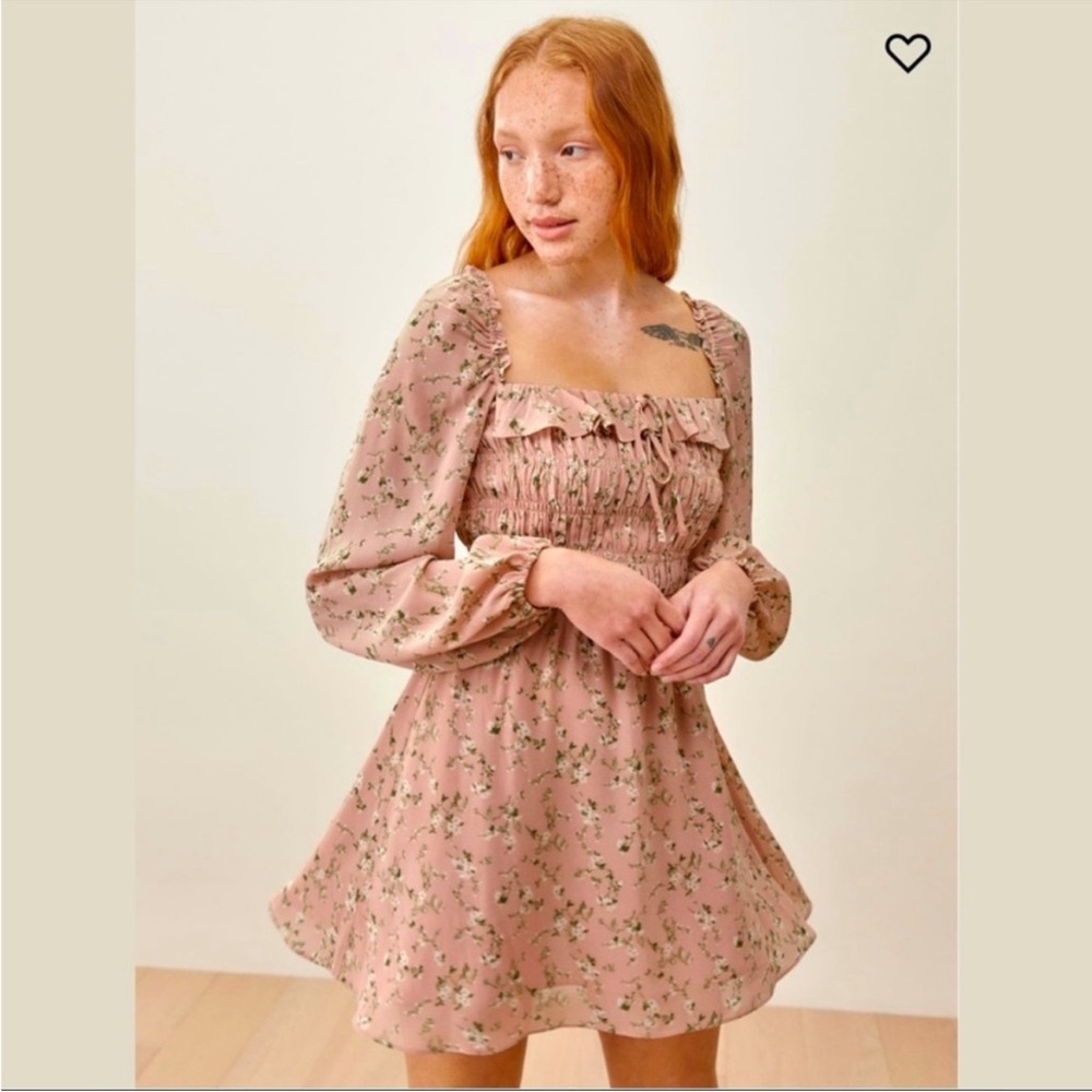 Reformation Morris Smocked Mini Dress In Pink Floral Size 8 EUC